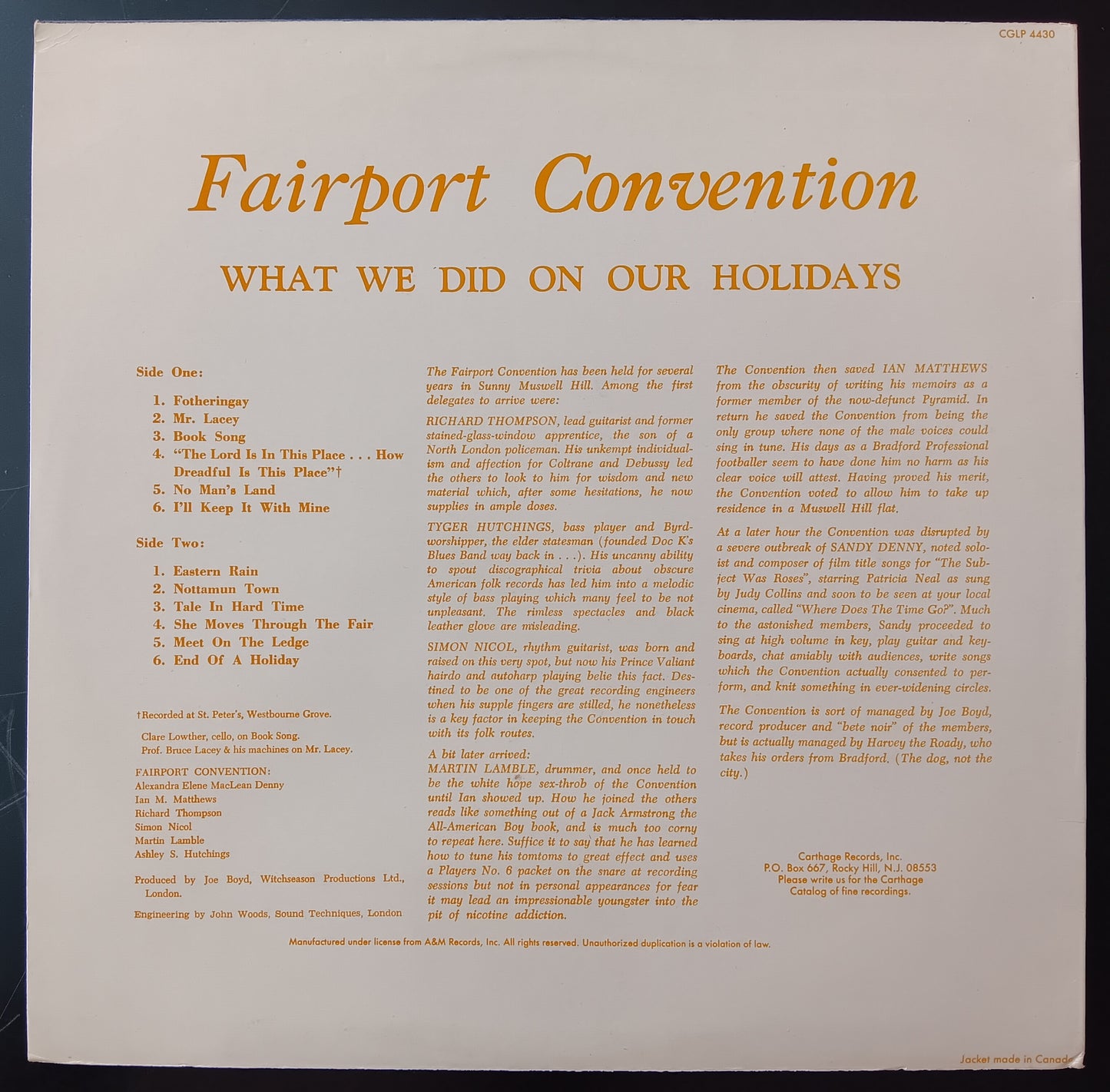 [Used LP] Fairport Convention / What We Did On Our Holidays