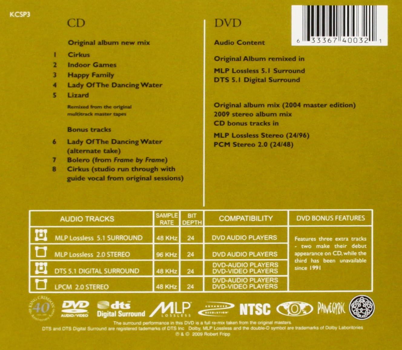 King Crimson/Lizard - 40th Anniversary (CD+DVD Audio) [CD]