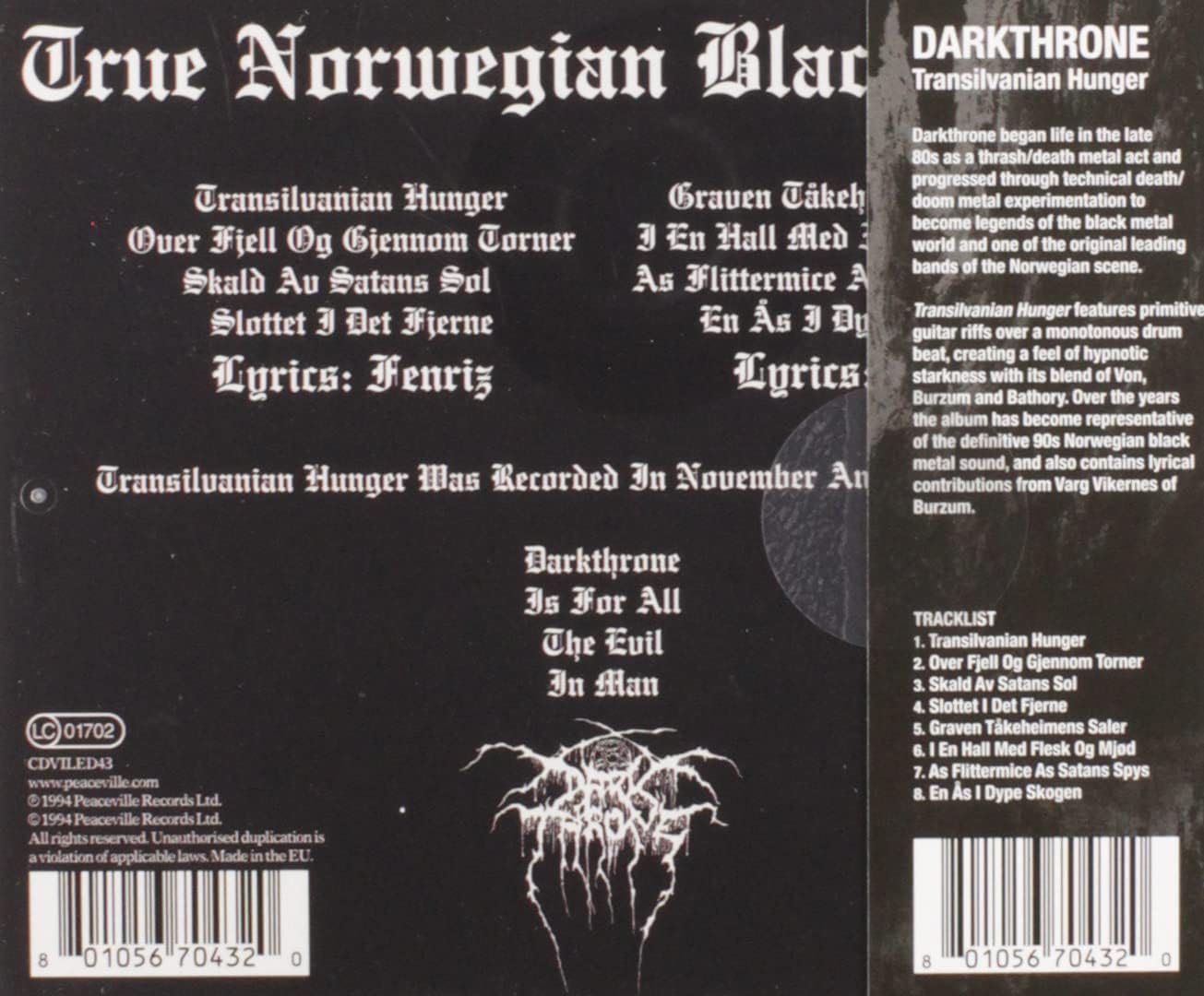 Darkthrone/Transilvanian Hunger [CD]