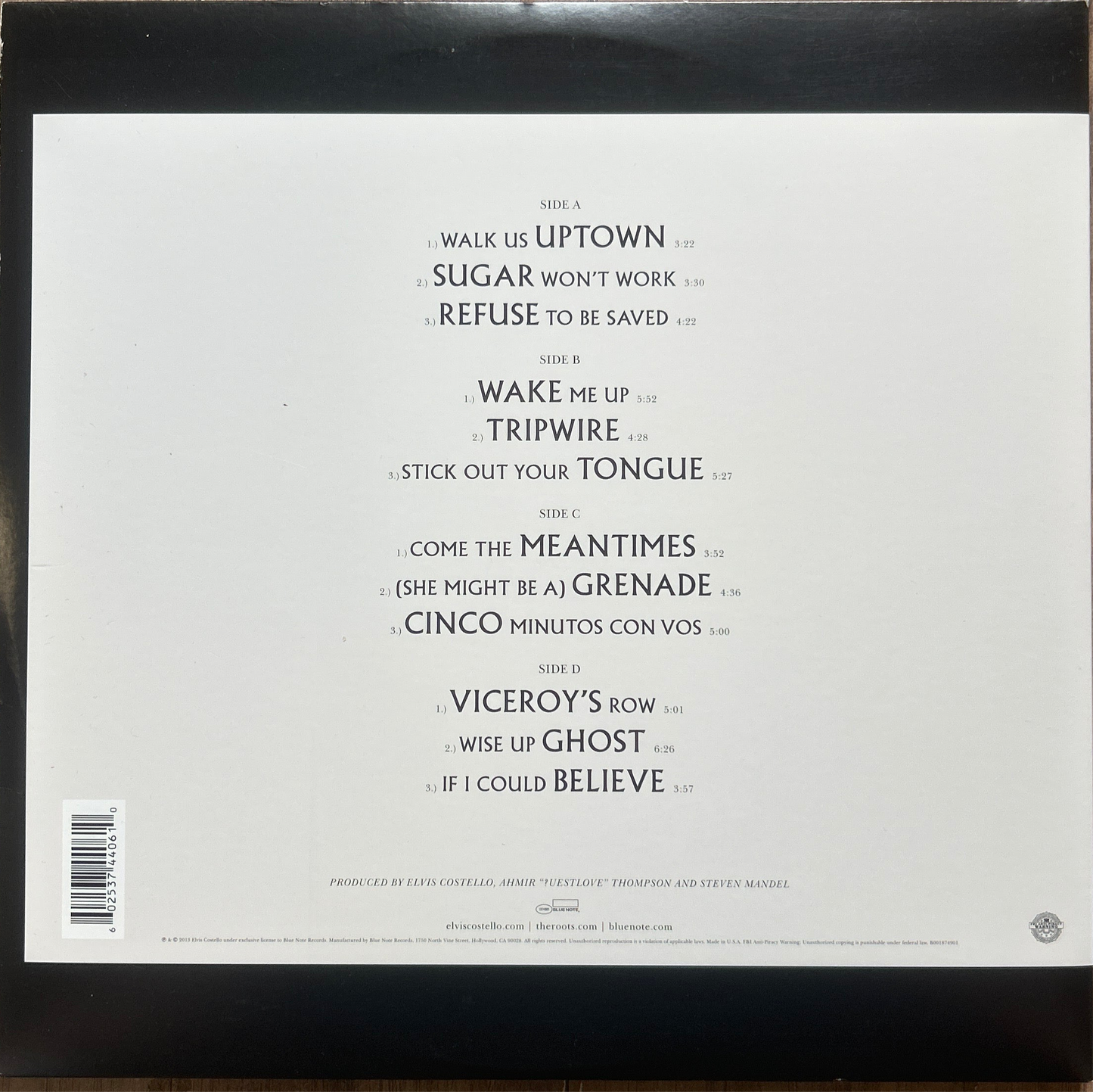 [Used LP] Costello, Elvis and The Roots / Wise Up Ghost (And Other Songs 2013)