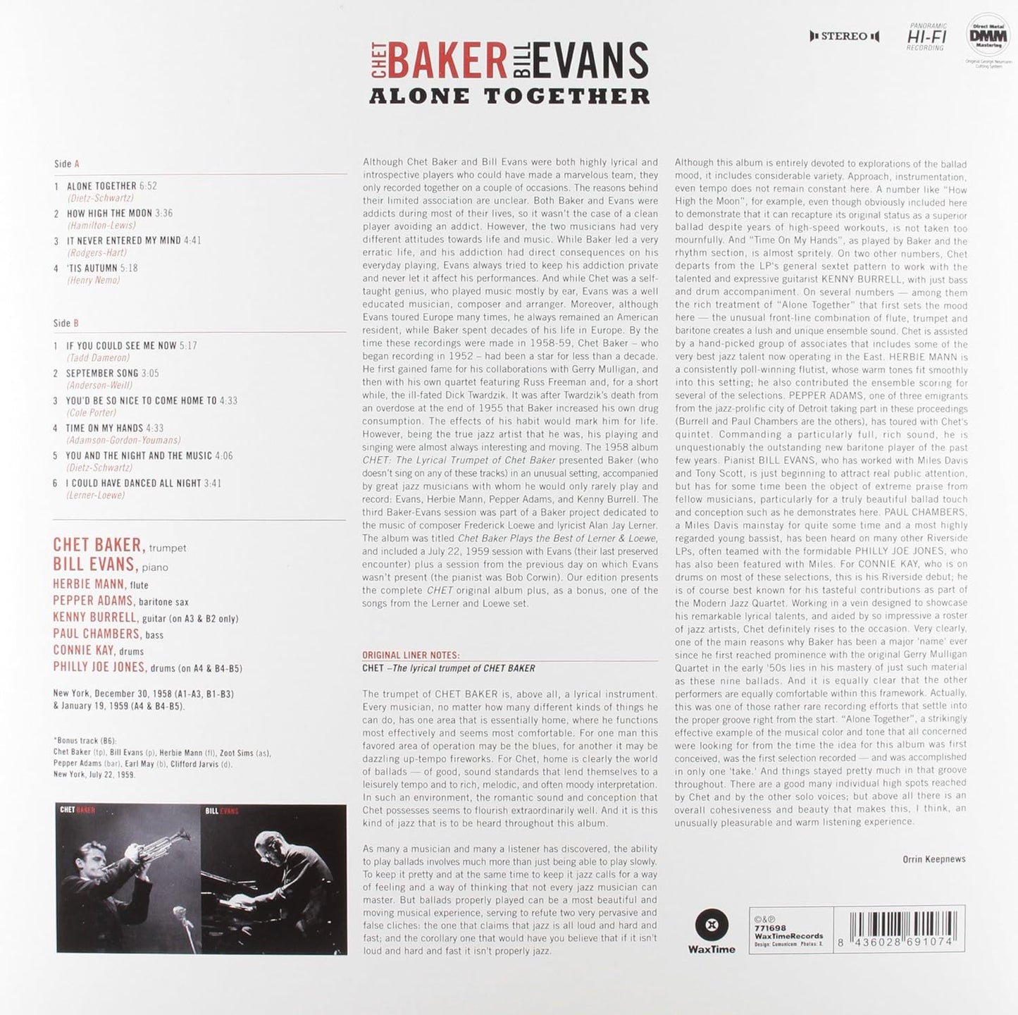 Baker, Chet & Evans, Bill/Alone Together [LP]