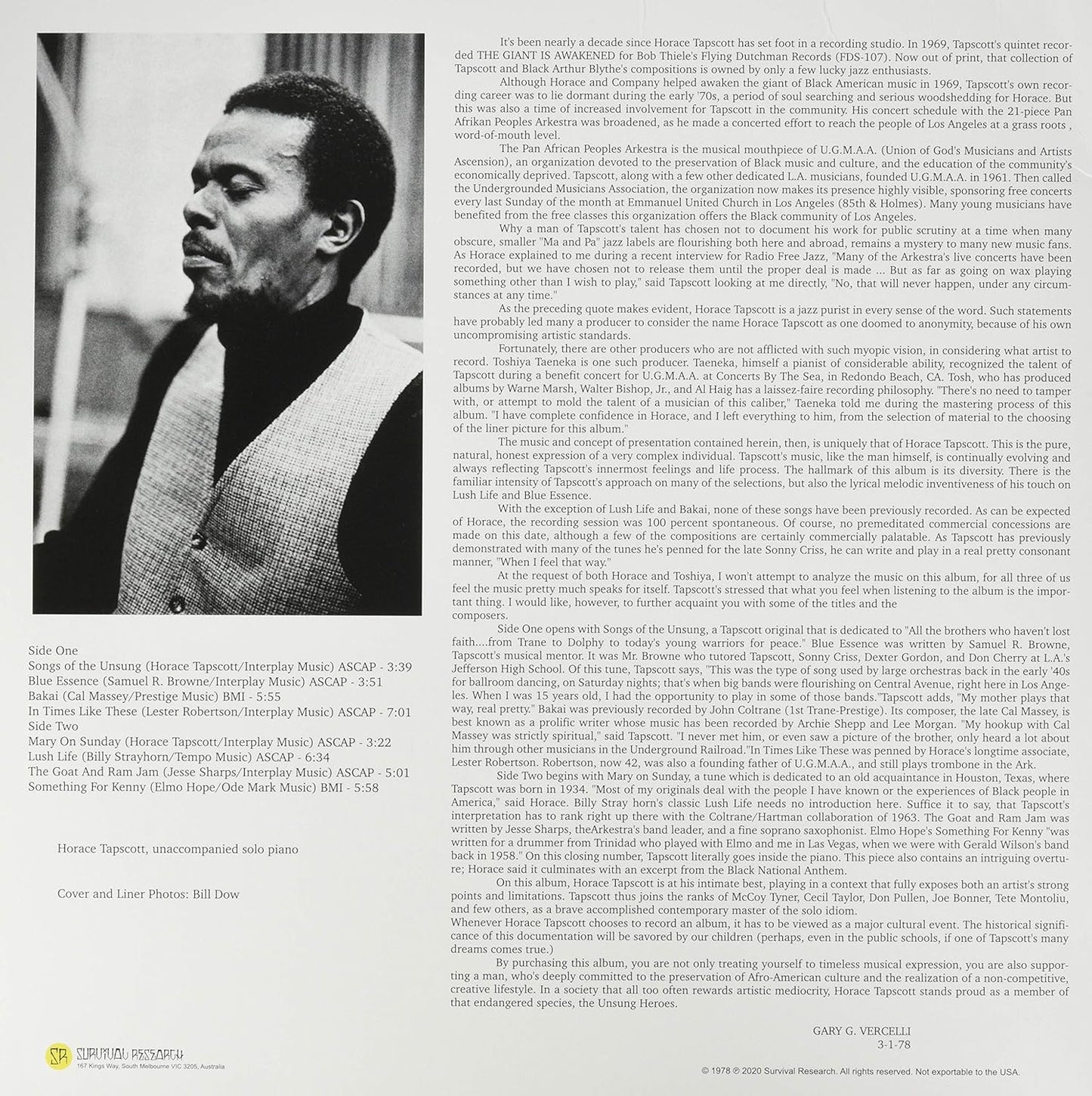 Tapscott, Horace/Songs Of The Unsung [LP]