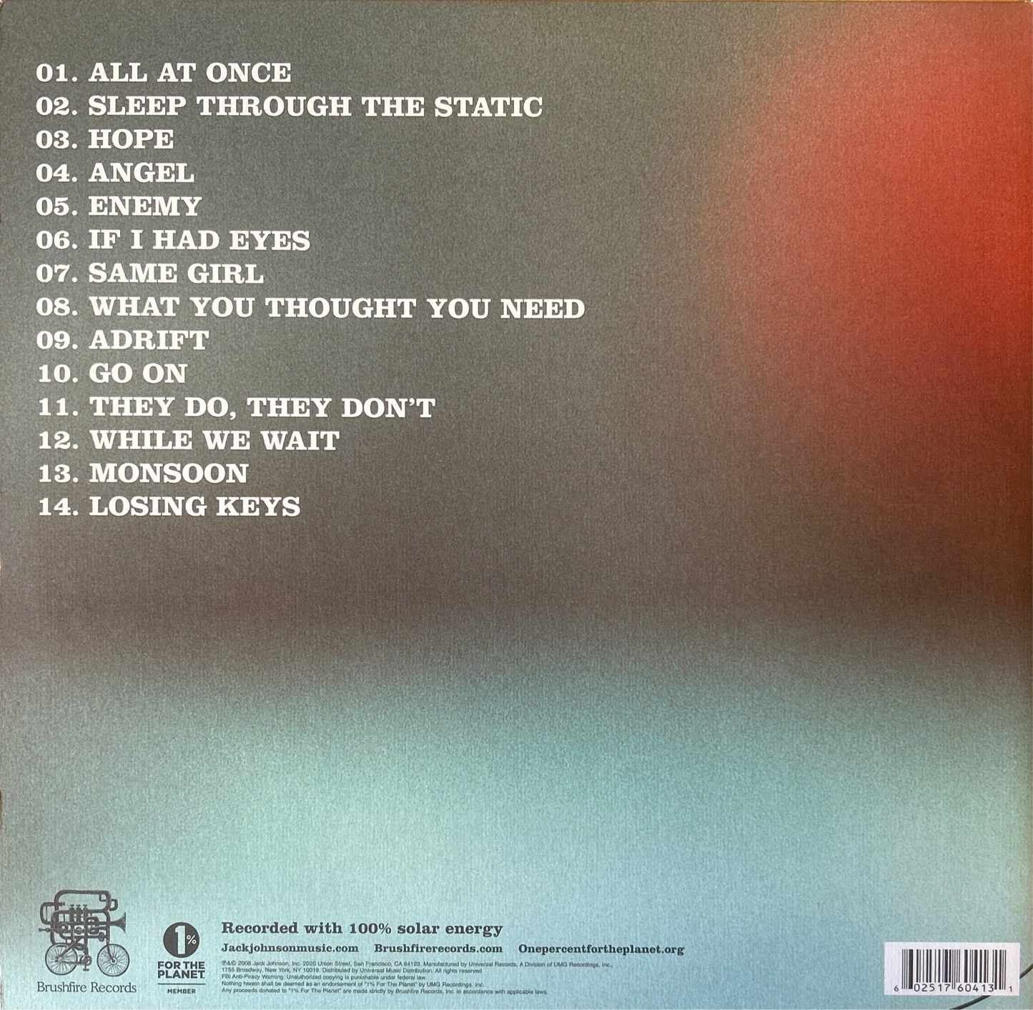 [Used LP] Johnson, Jack / Sleep Through The Static