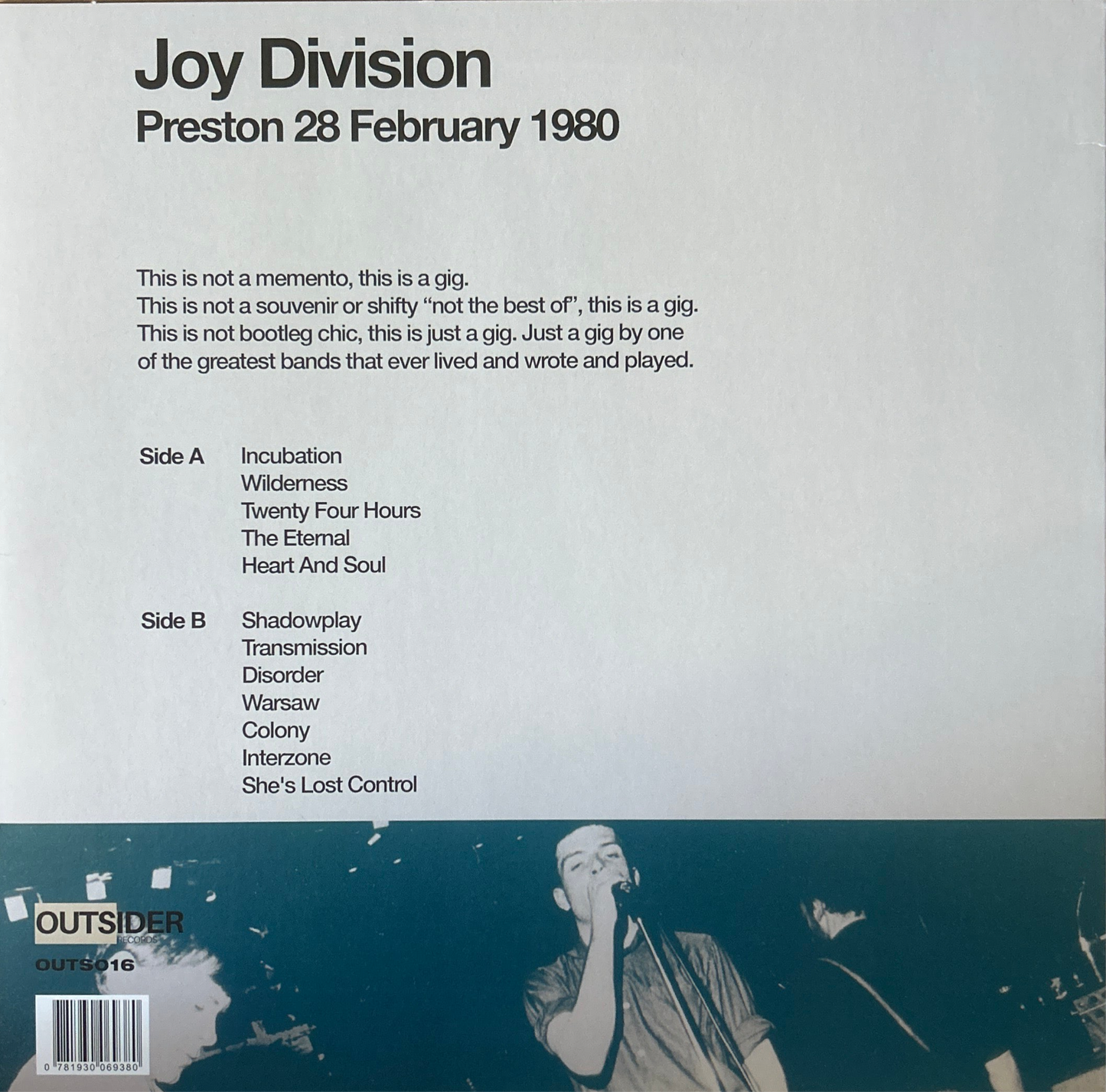 [Used LP] Joy Division / Preston 28 February 1980