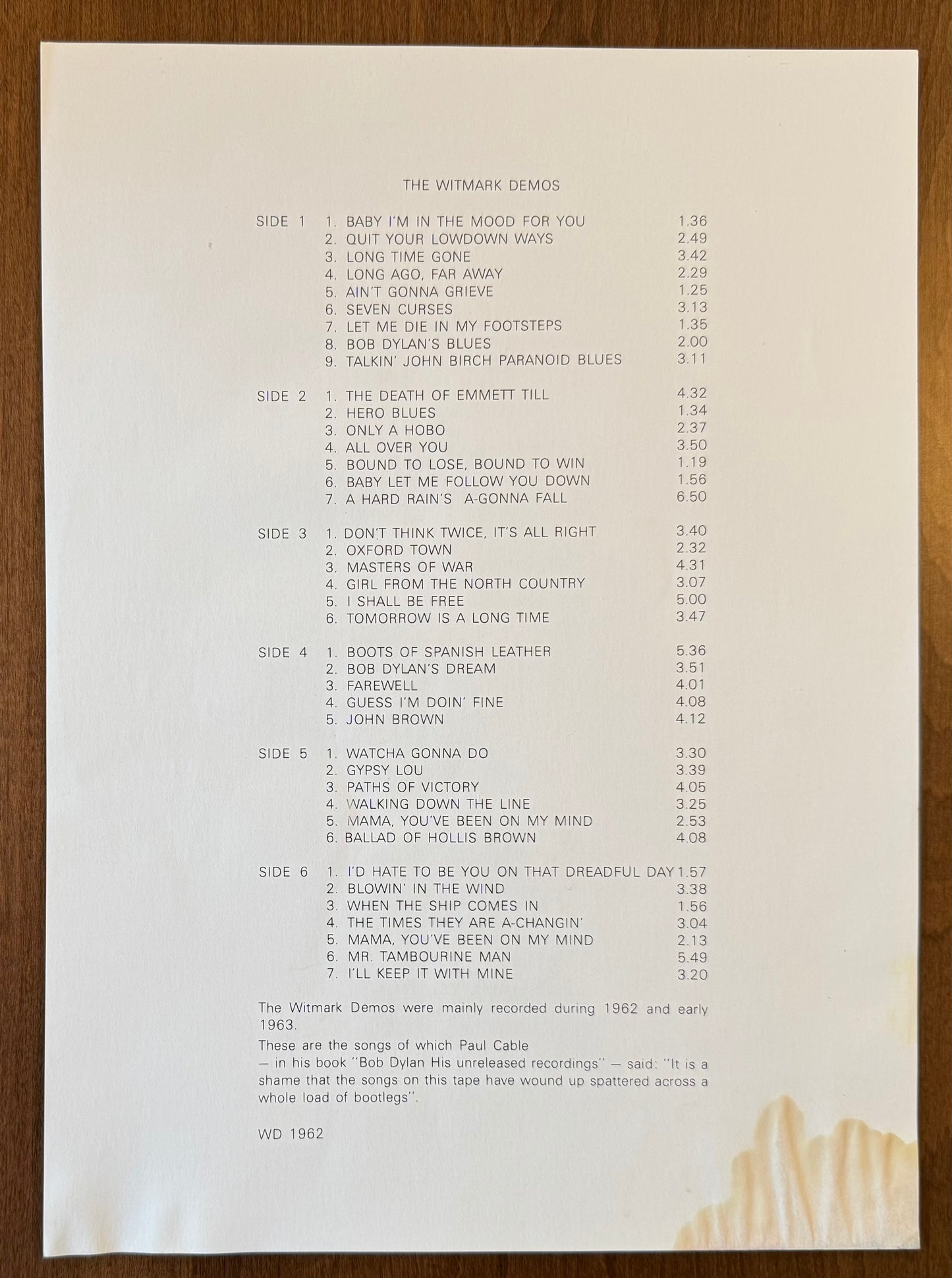[Used LP] Bob Dylan / Witmark Demos - 3LP Import Box