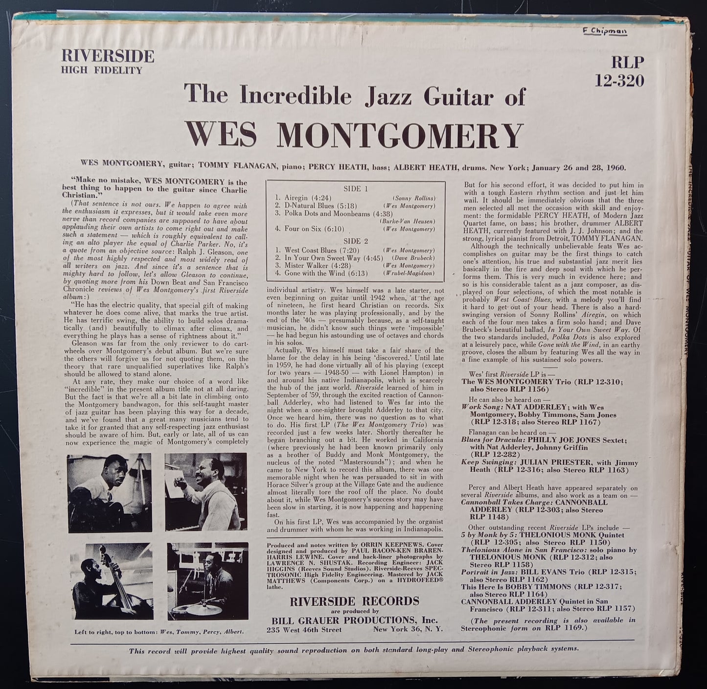 [Used LP] Montgomery, Wes / The Incredible Jazz Guitar Of Wes Montgomery