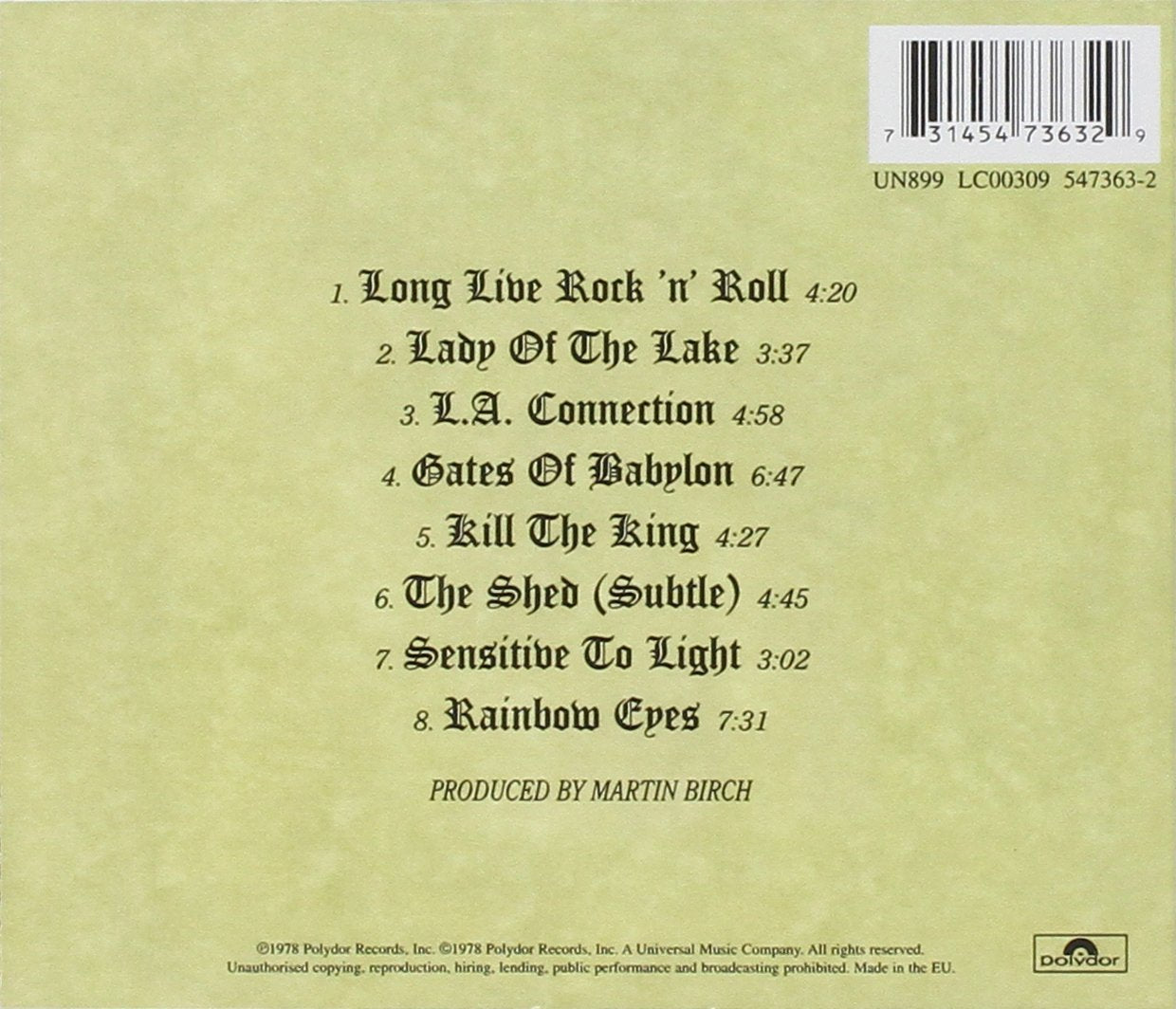 Rainbow/Long Live Rock n Roll [CD]