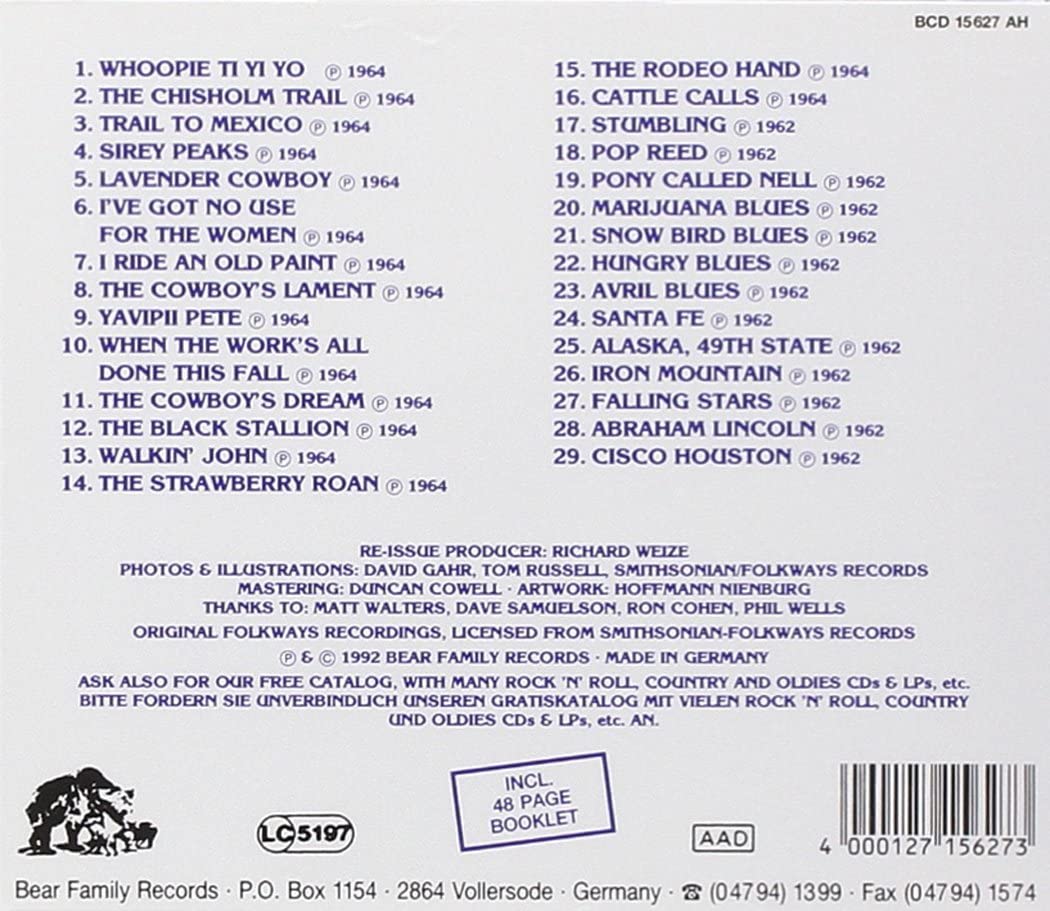 La Farge, Peter/Songs Of The Cowboys, Iron Mountain And Other Songs [CD]