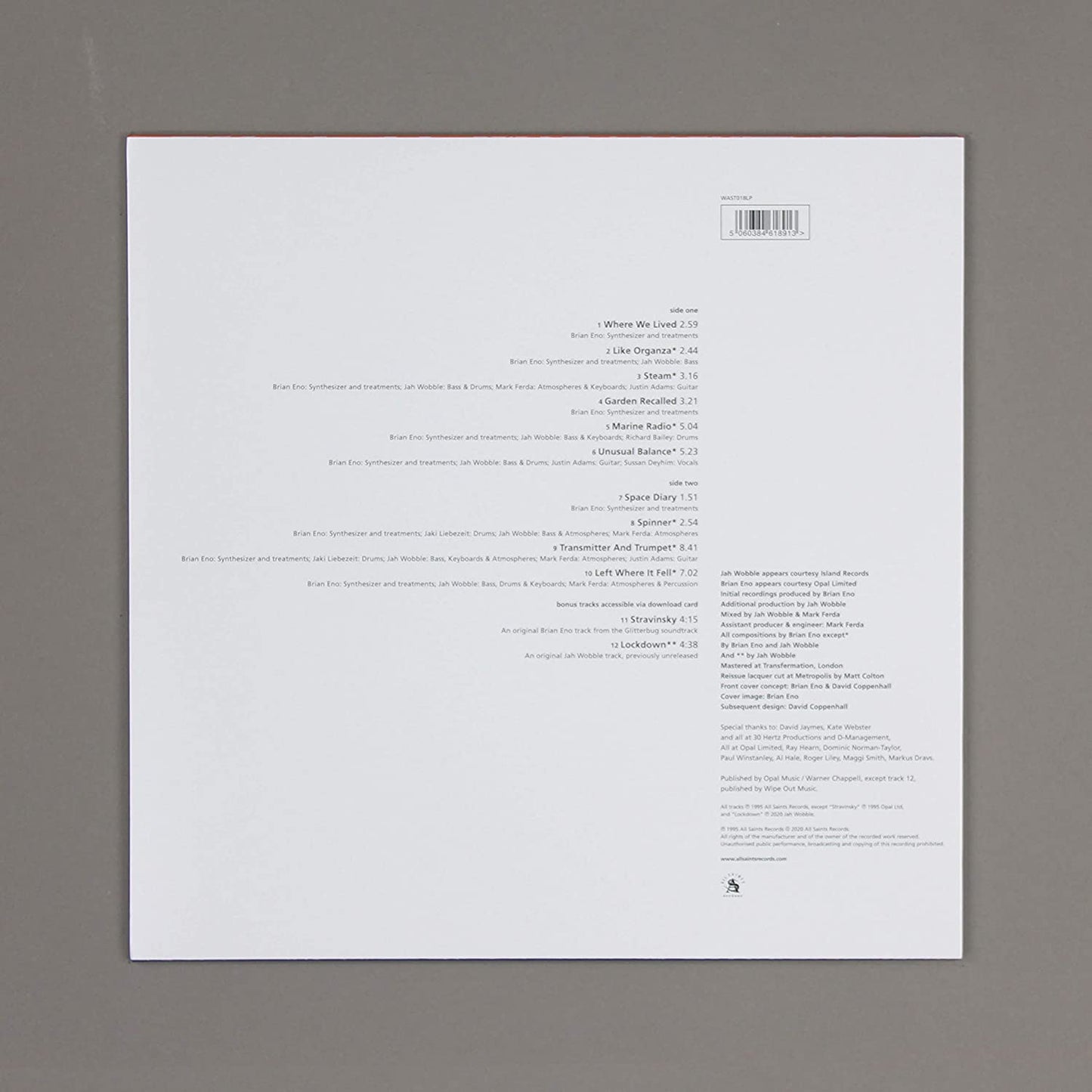 Eno, Brian & Jah Wobble/Spinner [LP]