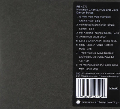 Smithsonian Folkways/Hawaiian Chants, Hula And Love-Dance Songs [CD]