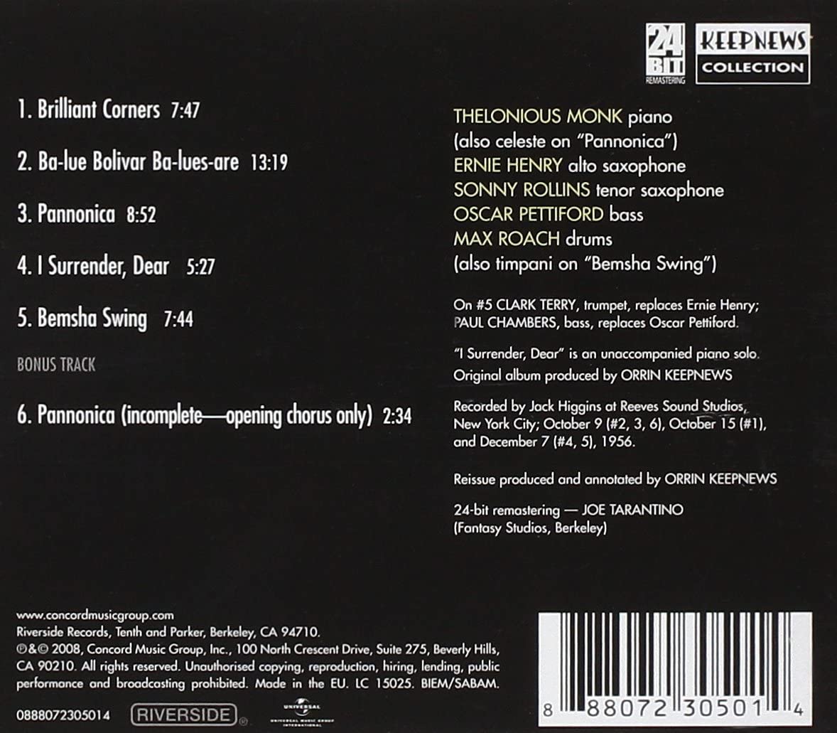 Monk, Thelonious/Brilliant Corners [CD]