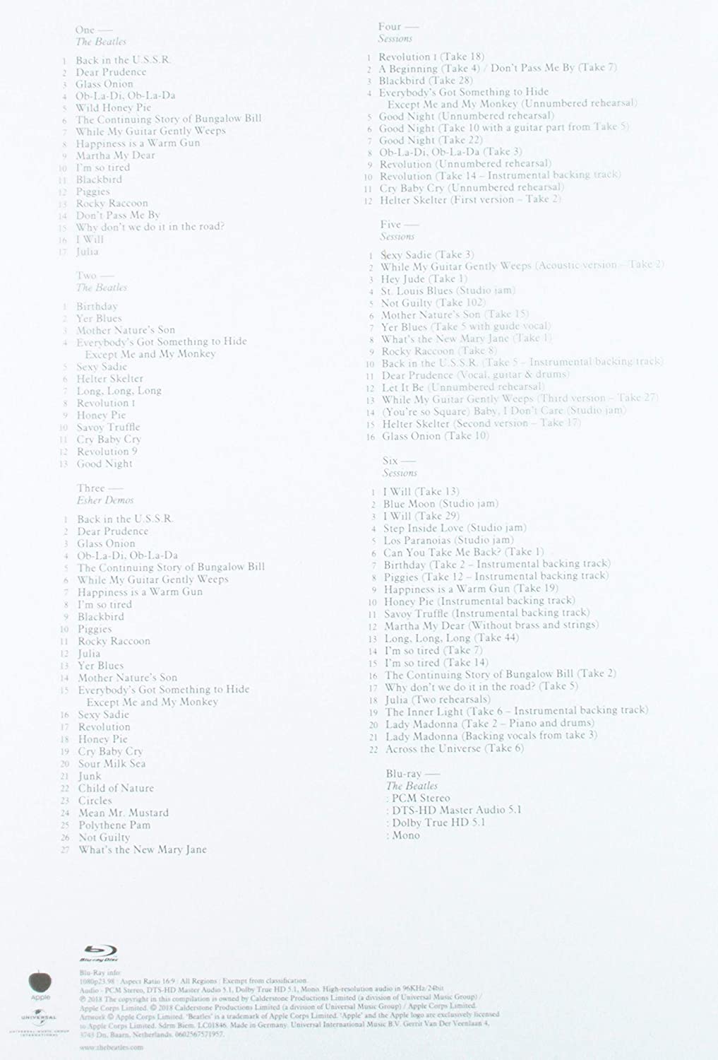 Beatles, The/White Album  (50th Ann. 6CD/Bluray) [CD]