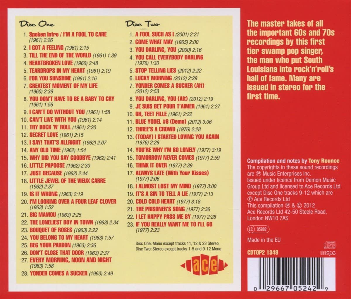 Barry, Joe/A Fool To Care: Classic Recordings 1960-77 [CD]