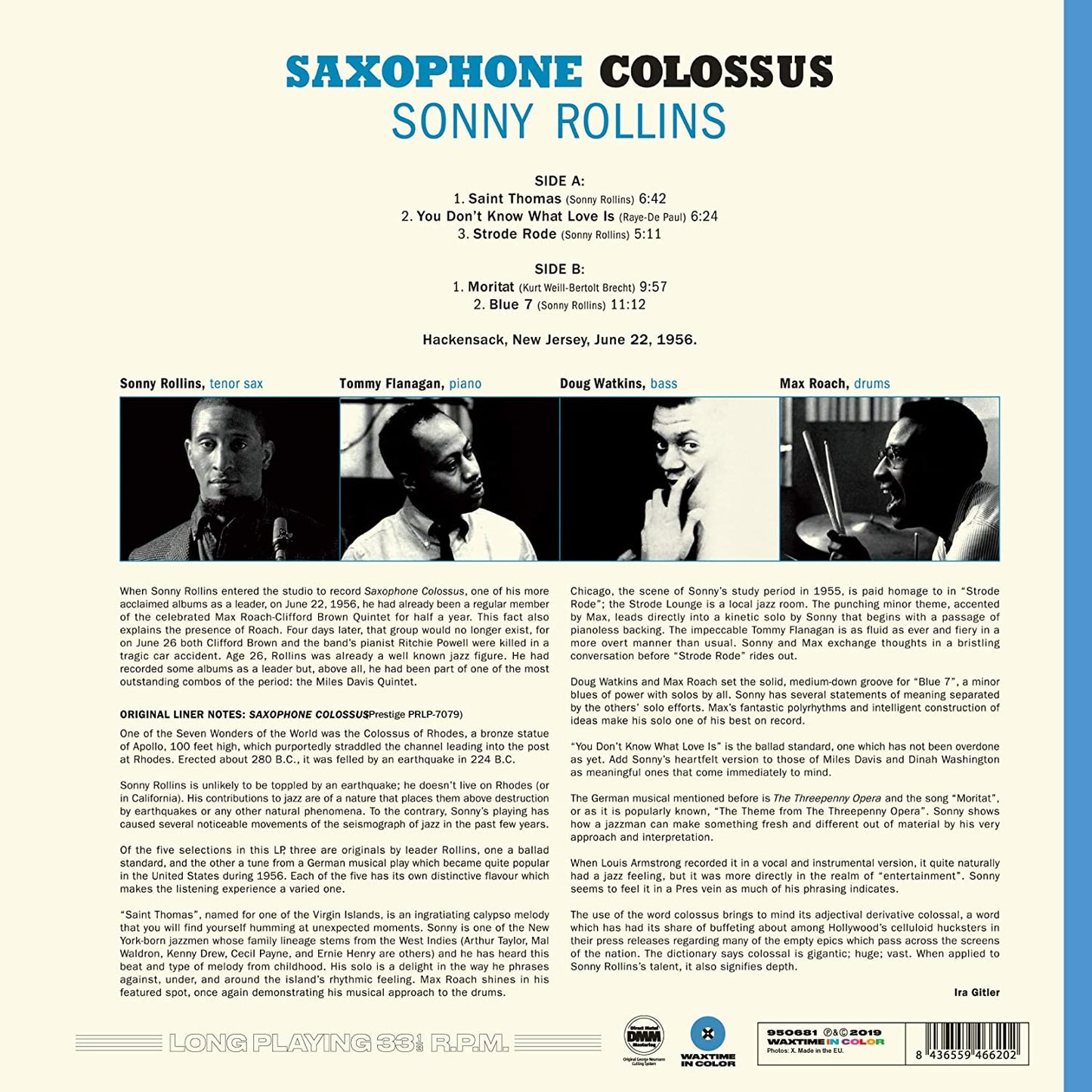 Rollins, Sonny/Saxophone Coossus (Blue Vinyl) [LP]