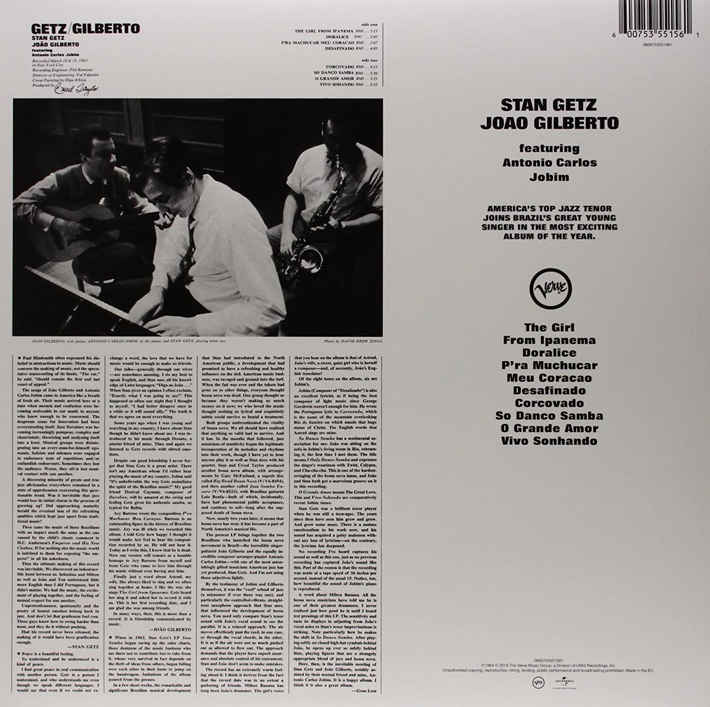 Getz, Stan & Joao Gilberto/Getz/Gilberto [LP]