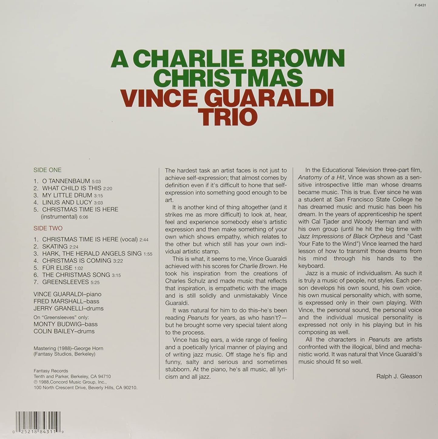 Guaraldi, Vince/A Charlie Brown Christmas (Green Vinyl) [LP]