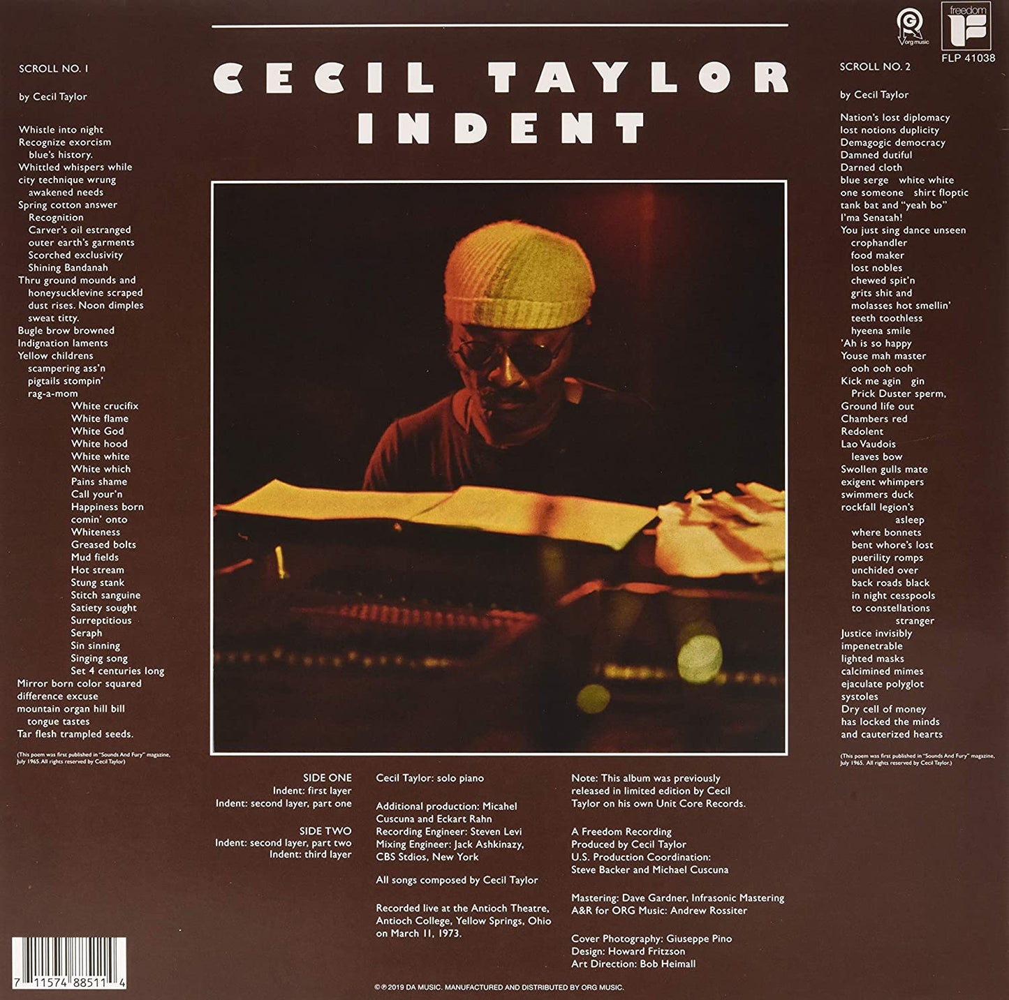 Taylor, Cecil/Indent (color vinyl) [LP]