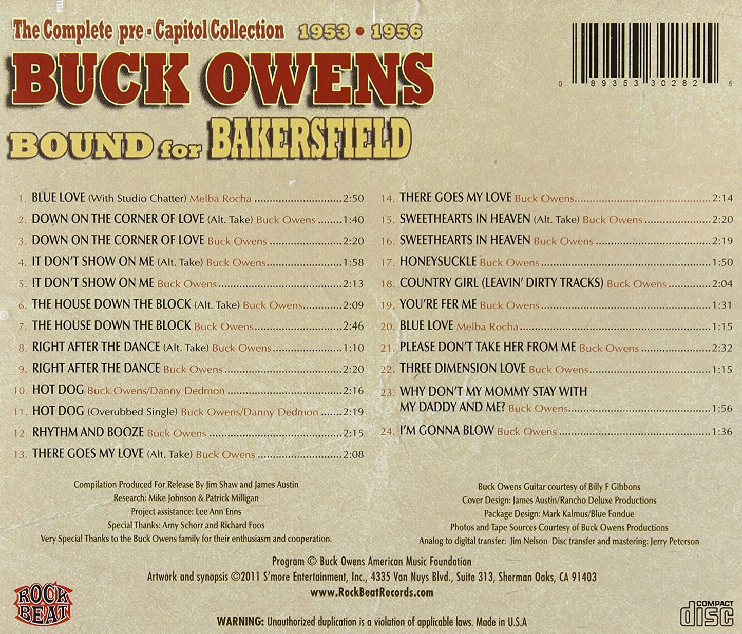 Owens, Buck/Bound For Bakersfield 1953-56 [CD]