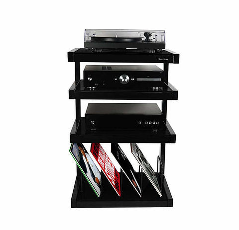 NorStone Audio Tower - Black Finish, Black Glass